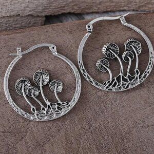 Anthro Mushroom hoop earrings